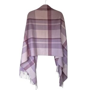 Lerdu Cashmere Plaid Shawl Stole Pashmina in Purple Pink With Brooch